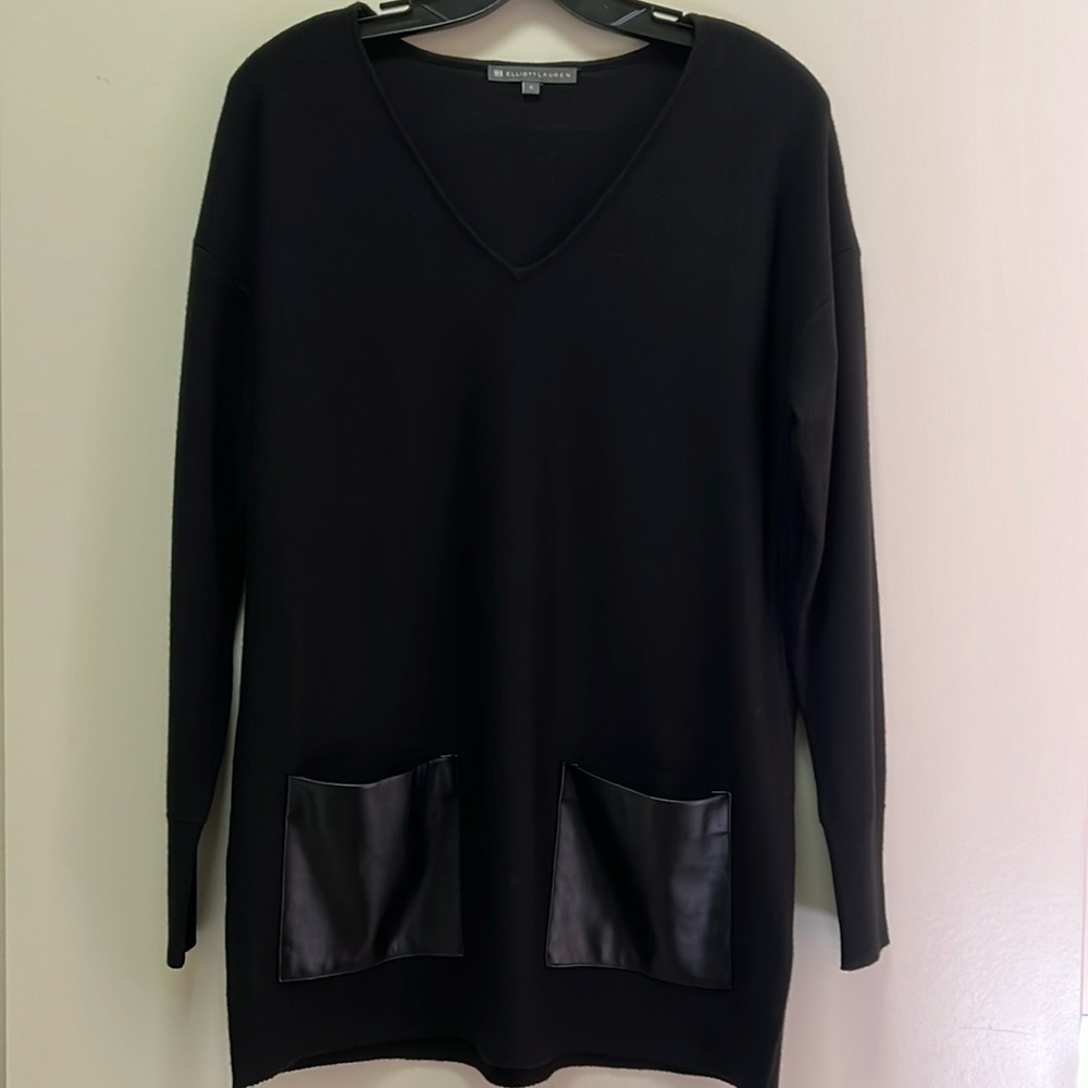 EUC Elliott Lauren Fine Gauge V Neck Tunic Sweater Size: Small